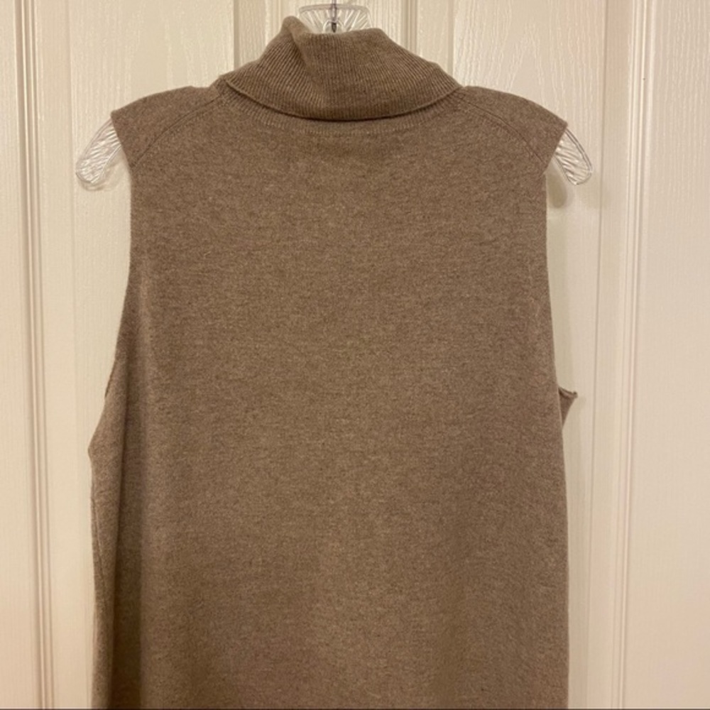 NORDSTROM SIGNATURE 100% Cashmere Turtleneck Sleeveless Sweater Dress in Tan L - Picture 12 of 12